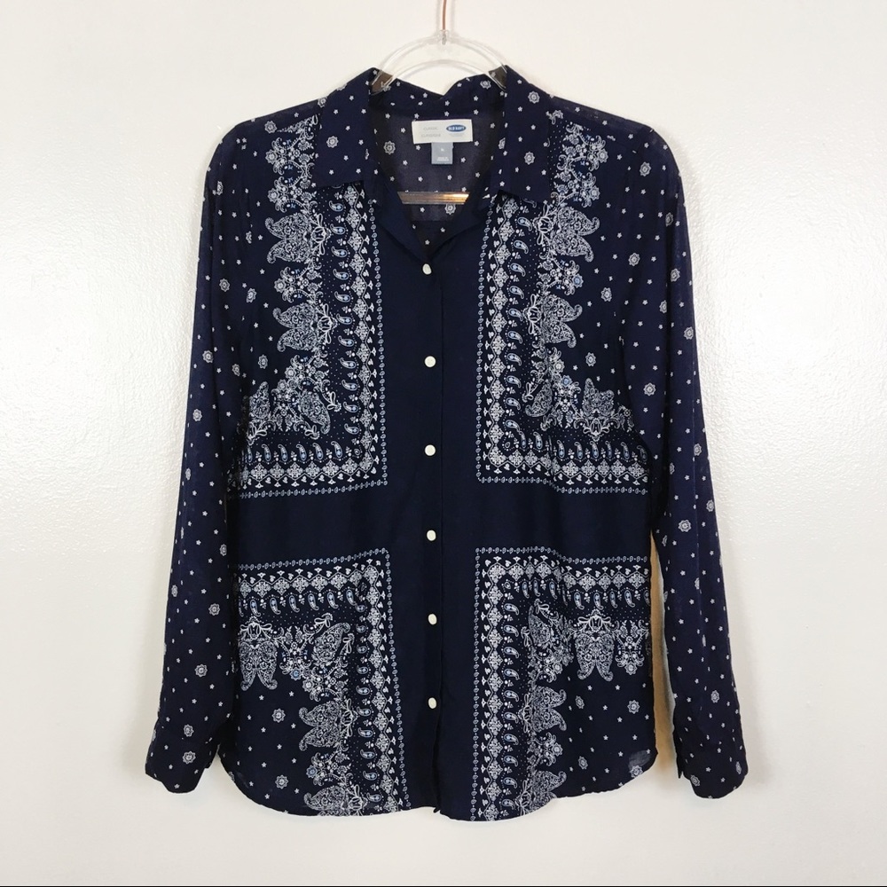 Old Navy | Navy Blue Paisley Bandana Print Top